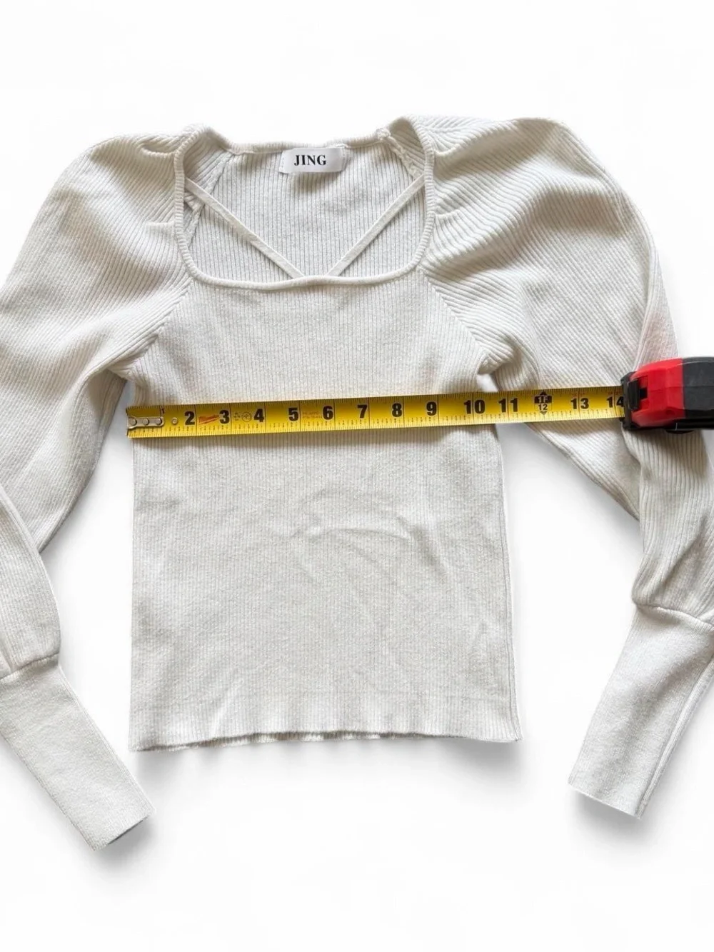 Cream Ribbed Square-Neck Sweater - Picture 3 of 4